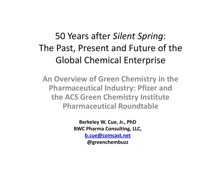 50 years after silent spring the past present and future
