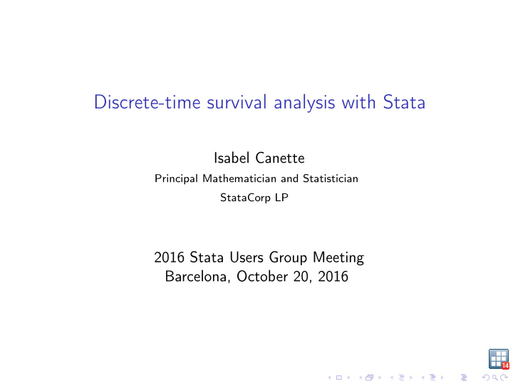 discrete time survival analysis with stata