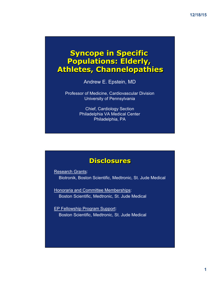 syncope in specific populations elderly athletes