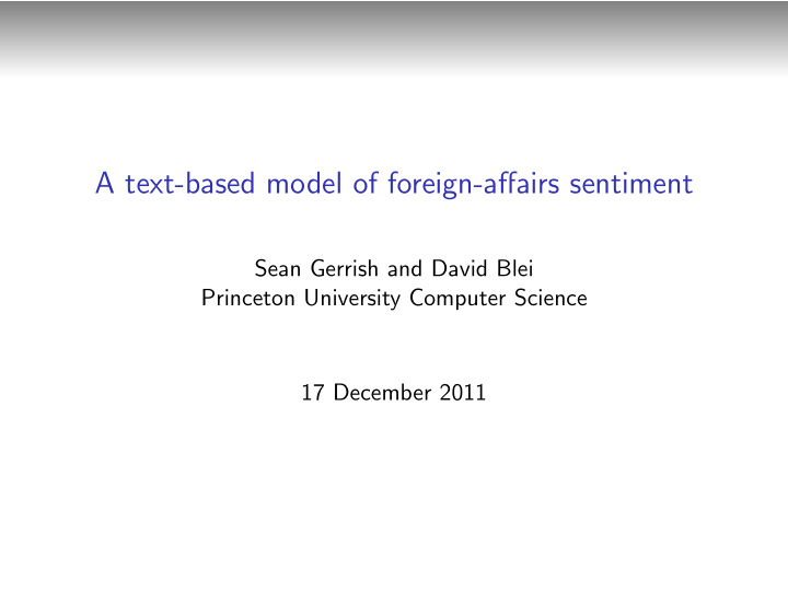 a text based model of foreign affairs sentiment