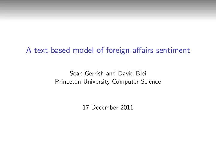 a text based model of foreign affairs sentiment