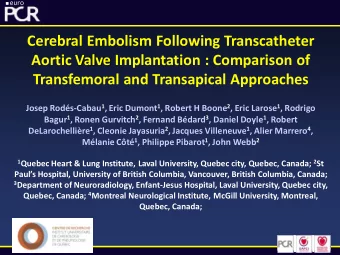 Cerebral Embolism Following Transcatheter  Aortic Valve Implantation : Comparison of  Transfemoral