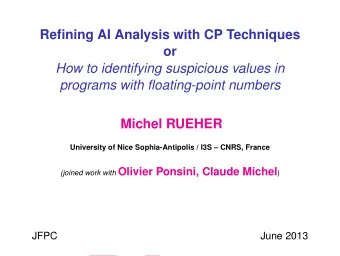 Draft  Refining AI Analysis with CP Techniques  or  How to identifying suspicious values in