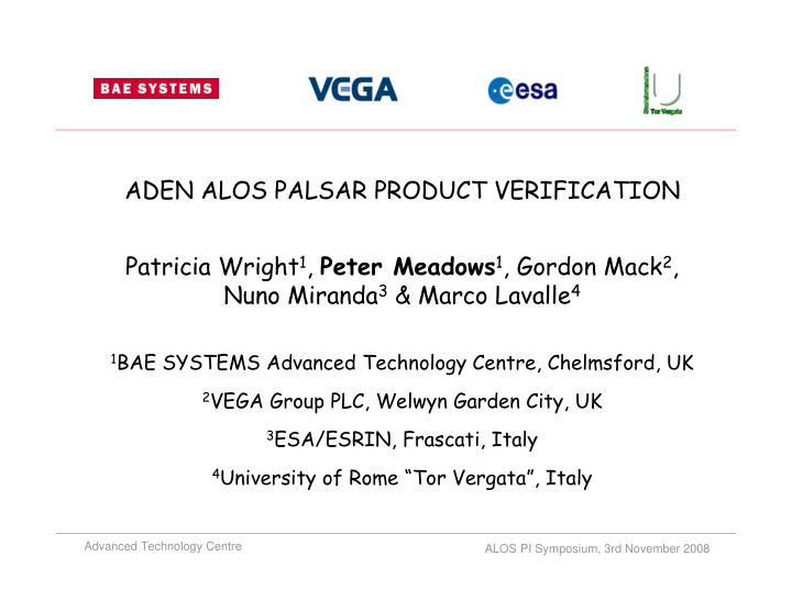 aden alos palsar product verification patricia wright 1