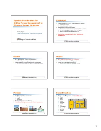 System Architectures for  Unified Power Management in    Power management is critical for