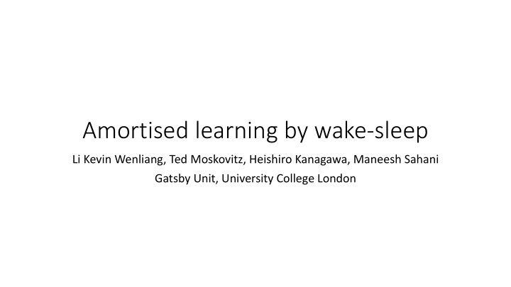 amortised learning by wake sleep