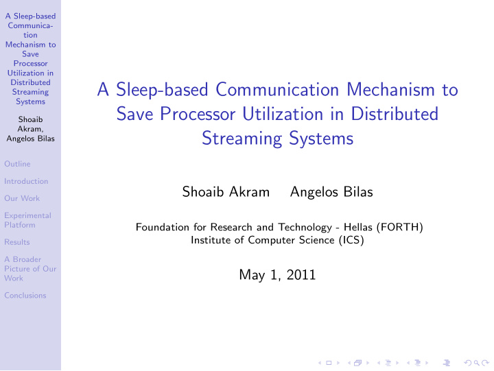 a sleep based communication mechanism to