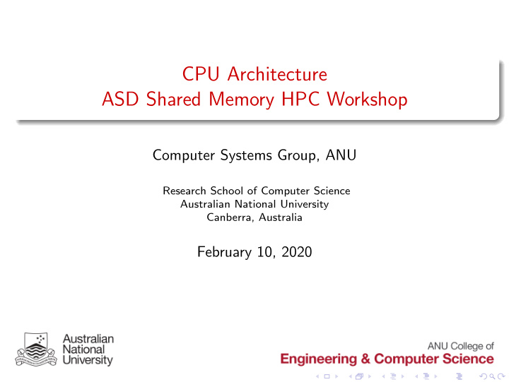 cpu architecture asd shared memory hpc workshop