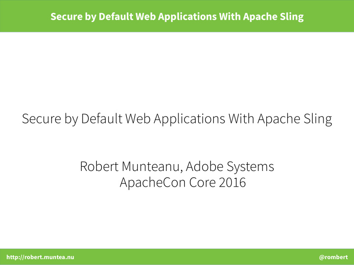 secure by default web applications with apache sling