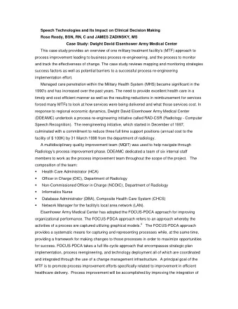 Speech Technologies and Its Impact on Clinical Decision Making  Rose Reedy, BSN, RN, C and JAMES