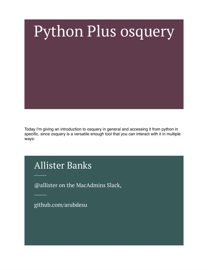 python plus osquery