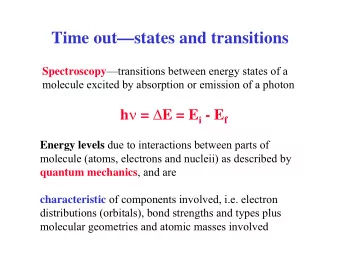 Time outstates and transitions Spectroscopy transitions between energy states of a  molecule