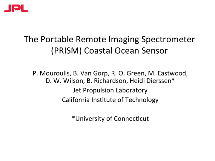 the portable remote imaging spectrometer prism coastal