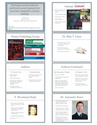 Journal-  prefrontal cortex hypoactivity  prevents compulsive cocaine    Published Weekly (51