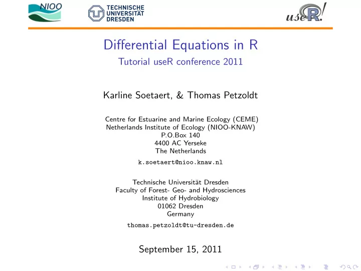 differential equations in r