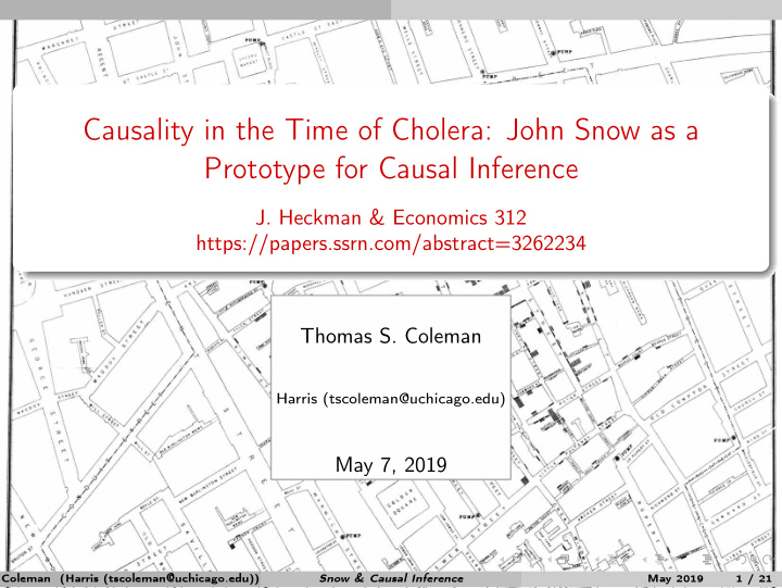 causality in the time of cholera john snow as a prototype