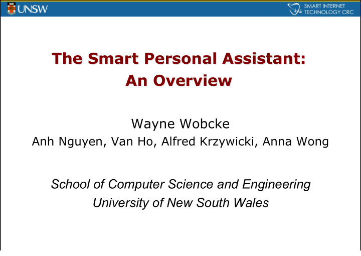 the smart personal assistant the smart personal assistant