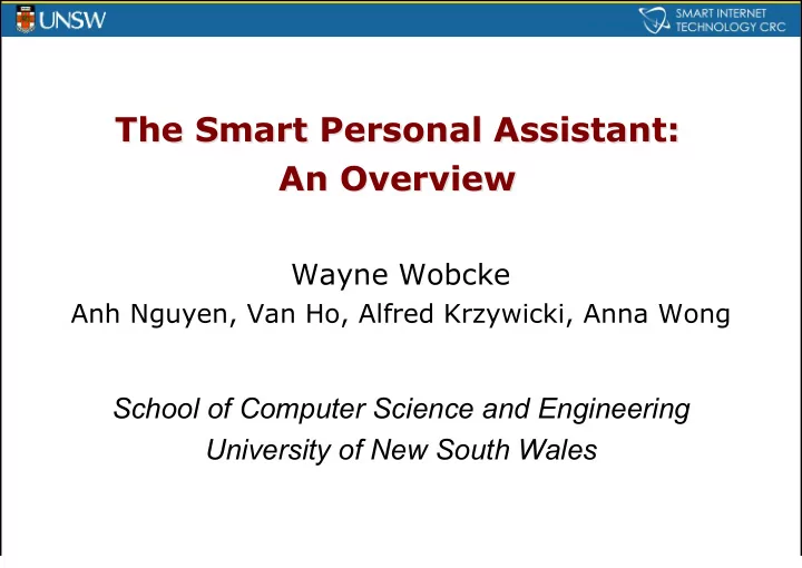 the smart personal assistant the smart personal assistant