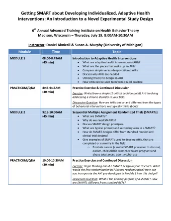 Getting SMART about Developing Individualized, Adaptive Health  Interventions: An Introduction to a