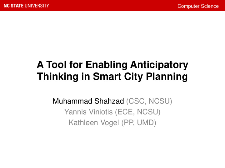 a tool for enabling anticipatory thinking in smart city