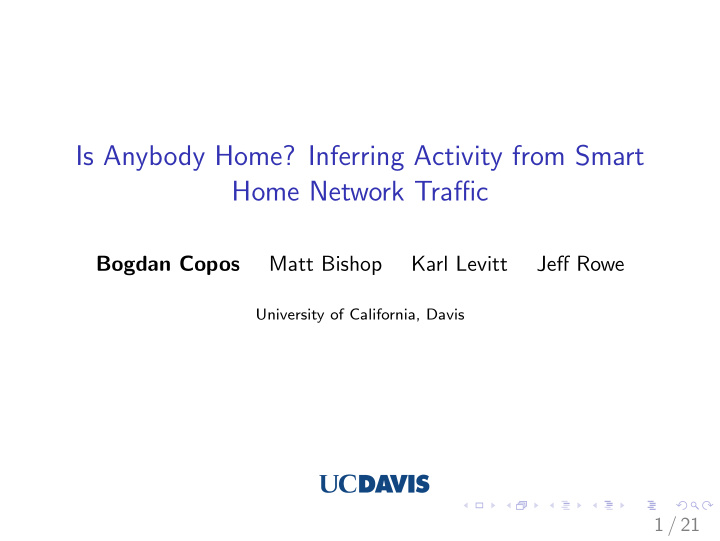is anybody home inferring activity from smart home
