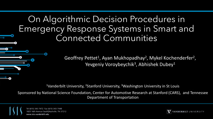 on algorithmic decision procedures in emergency response