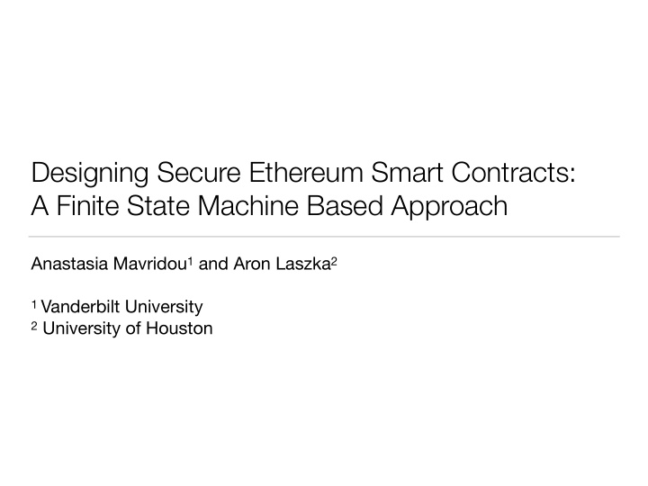 designing secure ethereum smart contracts a finite state