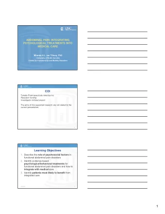 1  Psychological factors in FAP   Anxiety   Depression   Coping   Catastrophizing