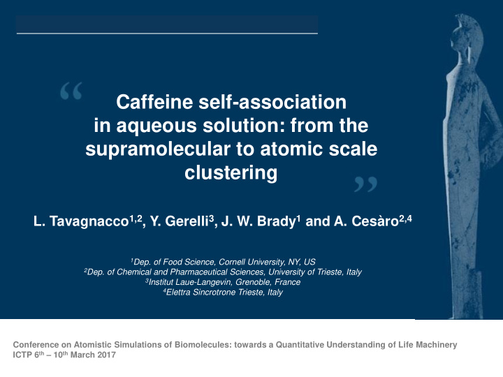 caffeine self association in aqueous solution from the