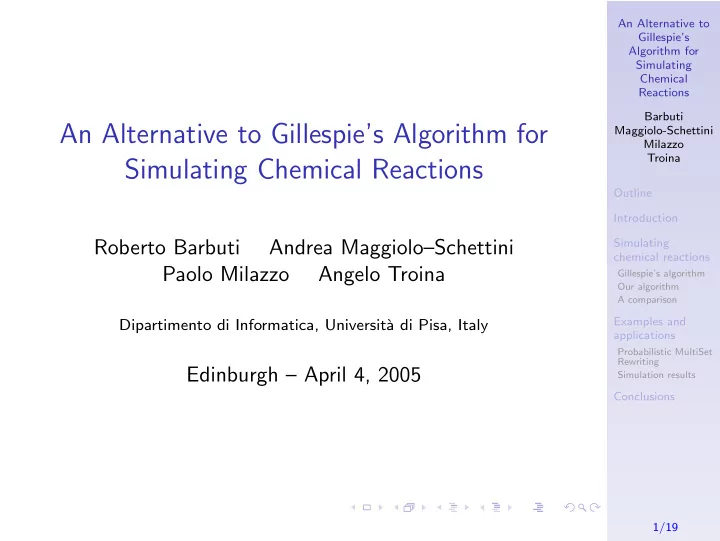 an alternative to gillespie s algorithm for