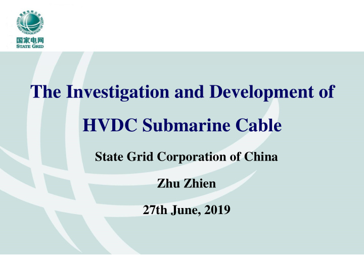 the investigation and development of hvdc submarine cable
