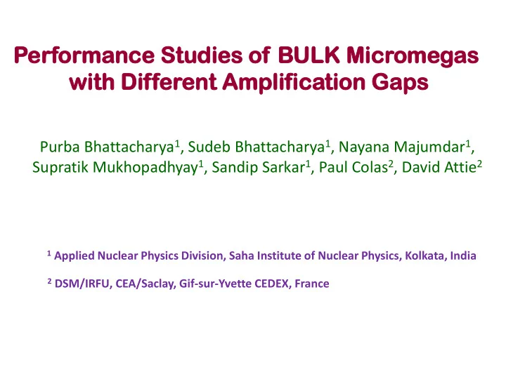perf rformance ormance stud udies ies of of bulk lk mi
