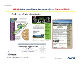 Series  UNCLASSIFIED  Operated by Los Alamos National Security, LLC for NNSA  LA-UR 09-05472