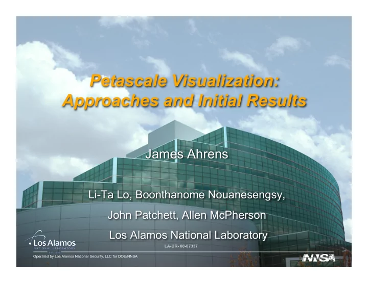petascale visualization approaches and initial results