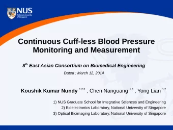 Continuous Cuff-less Blood Pressure  Monitoring and Measurement 8 th East Asian Consortium on