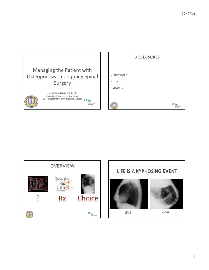 managing the patient with osteoporosis undergoing spinal
