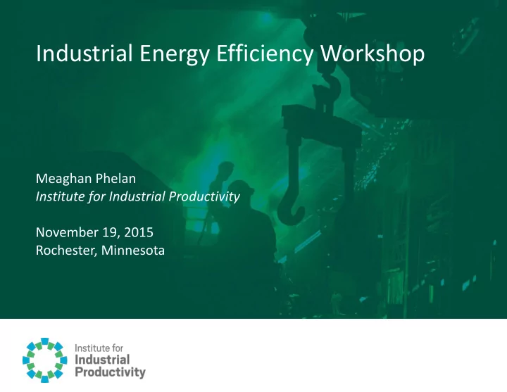 industrial energy efficiency workshop