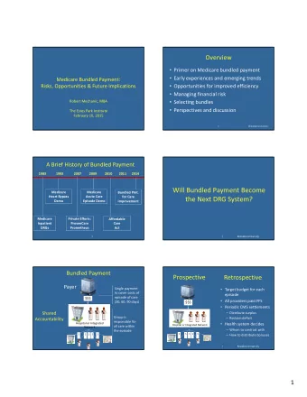 Will Bundled Payment Become Medicare Medicare Bundled Pmt. Heart Bypass Acute Care for Care the