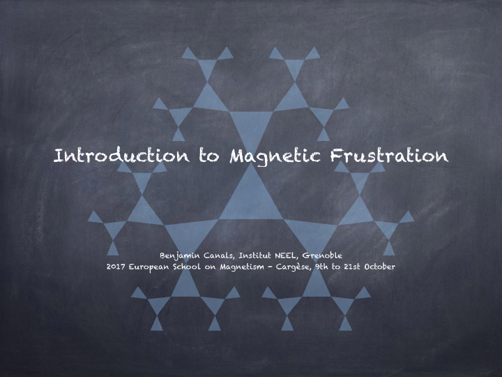 introduction to magnetic frustration