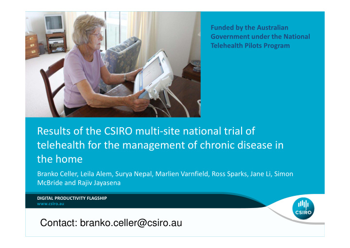 results of the csiro multi site national trial of