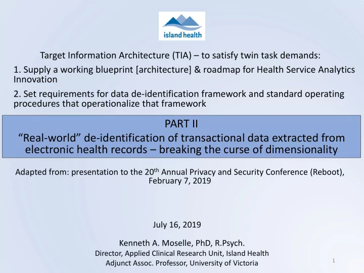 part ii real world de identification of transactional