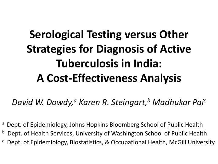 serological testing versus other strategies for diagnosis
