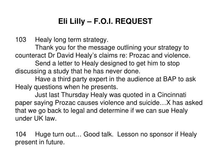 eli lilly f o i request