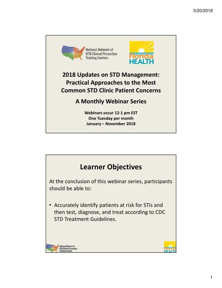 learner objectives