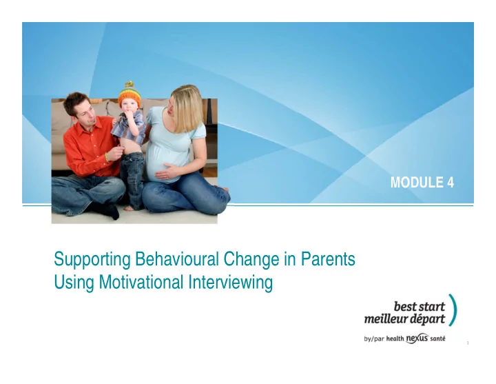 supporting behavioural change in parents using