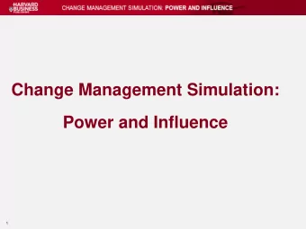Change Management Simulation:  Power and Influence  1  How many of you have had  experience in a