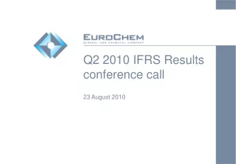 Q2 2010 IFRS Results  conference call  23 August 2010  2  Disclaimer  This presentation has been