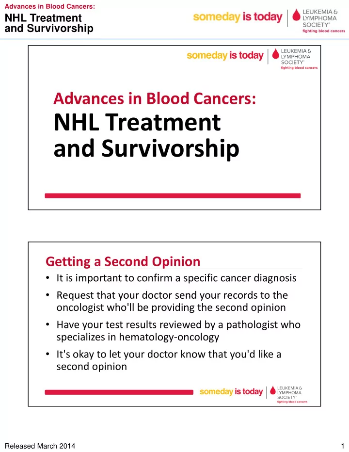 nhl treatment and survivorship and survivorship