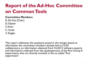 Report of the Ad-Hoc Committee  on Common  T  ools  Committee Members  R. De  Vita (Chair)  D.