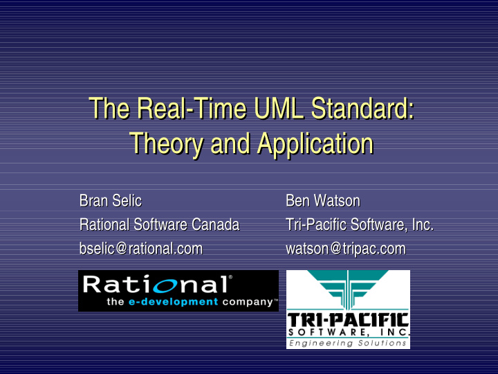 the real time uml standard time uml standard the real the